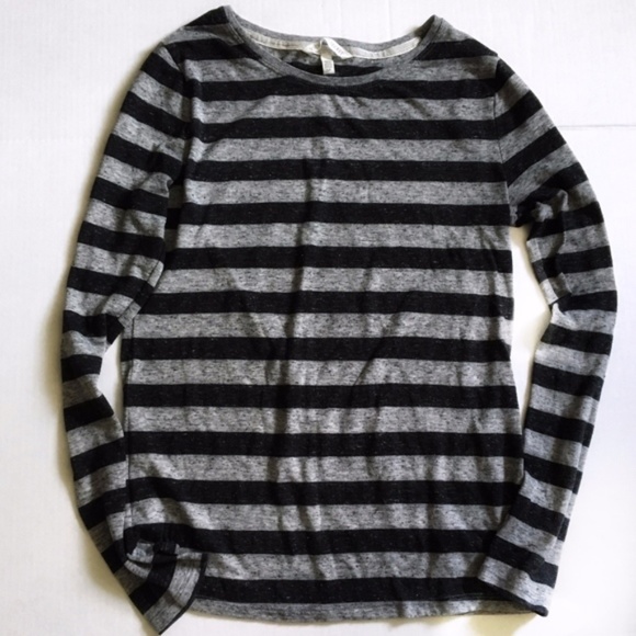 Victoria's Secret Tops - Victoria's Secret Striped Gray Long Sleeve Shirt